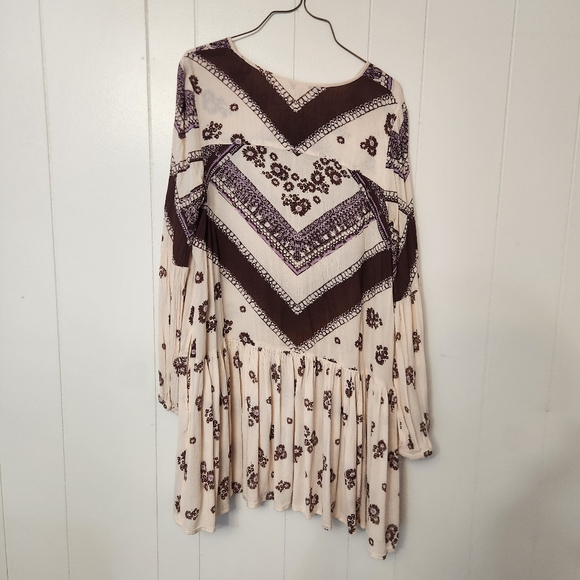 Free People From Your Heat Pink Brown Floral Mini Dress Size Medium - Picture 4 of 4